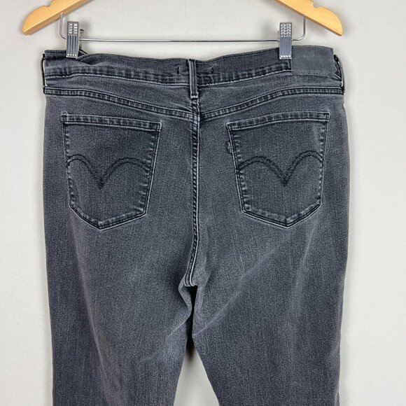 Levis 505 Straight Jeans Womens 33 Charcoal Black Gray High Rise Stretch Crop - Picture 9 of 13